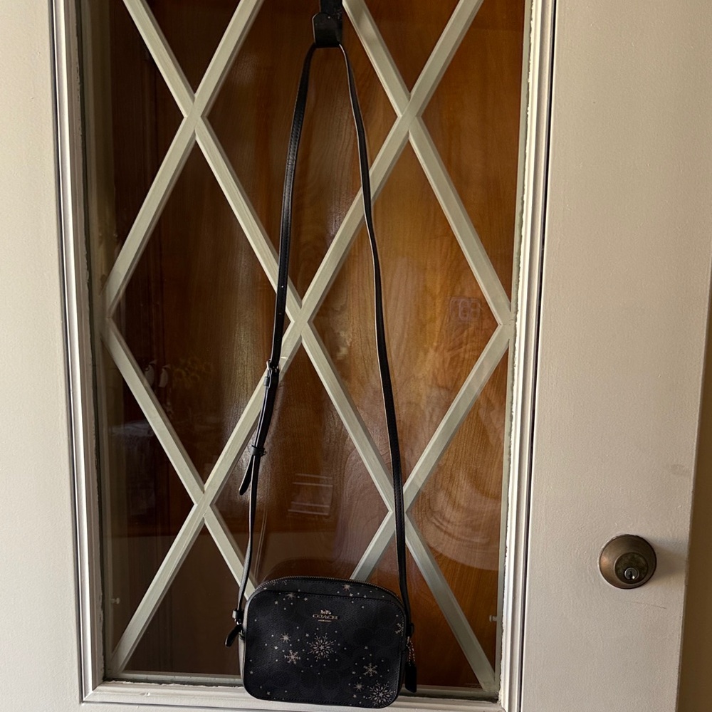 Coach Black Star-Print Leather Crossbody